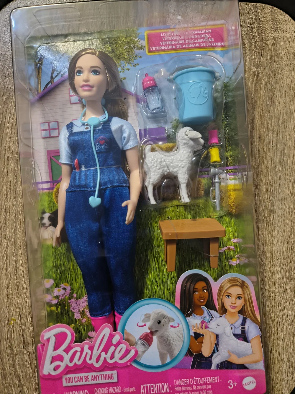 Barbie Veterinarian Doll with Blue Outfit, Pink Boots & White Lamb